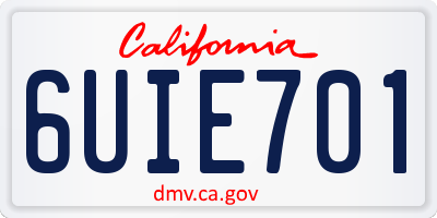 CA license plate 6UIE701