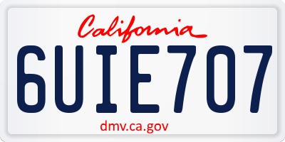 CA license plate 6UIE707