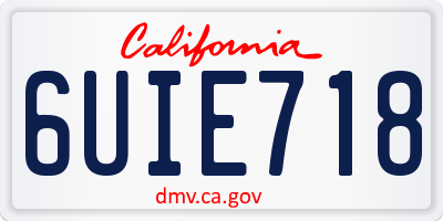 CA license plate 6UIE718