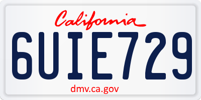 CA license plate 6UIE729