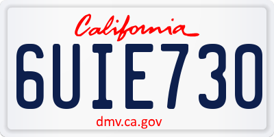 CA license plate 6UIE730