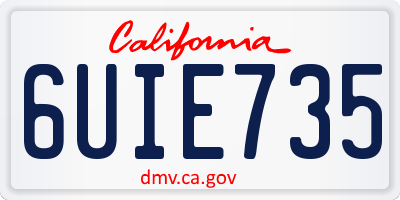 CA license plate 6UIE735