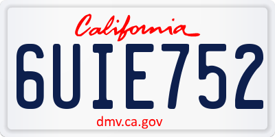 CA license plate 6UIE752