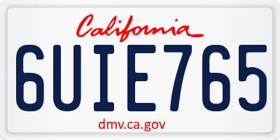 CA license plate 6UIE765