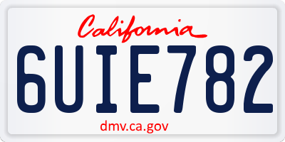 CA license plate 6UIE782