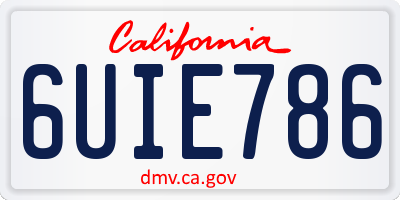 CA license plate 6UIE786