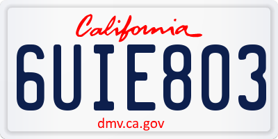 CA license plate 6UIE803