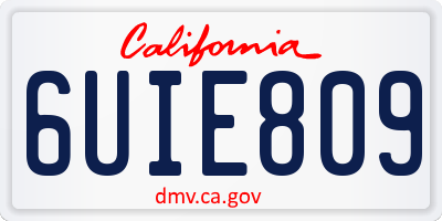 CA license plate 6UIE809