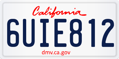 CA license plate 6UIE812