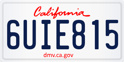 CA license plate 6UIE815