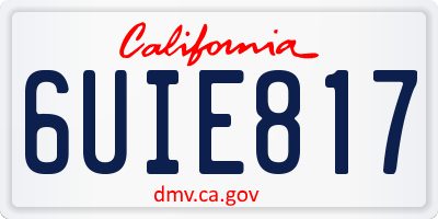 CA license plate 6UIE817
