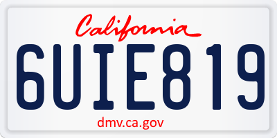 CA license plate 6UIE819