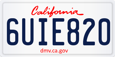 CA license plate 6UIE820