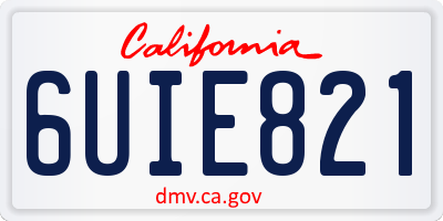 CA license plate 6UIE821