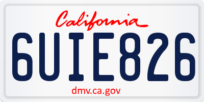 CA license plate 6UIE826
