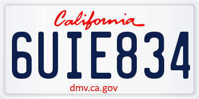 CA license plate 6UIE834