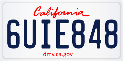 CA license plate 6UIE848