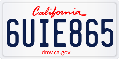 CA license plate 6UIE865