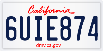 CA license plate 6UIE874