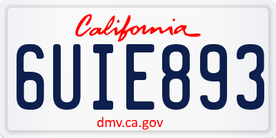 CA license plate 6UIE893