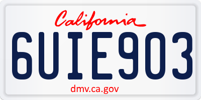 CA license plate 6UIE903