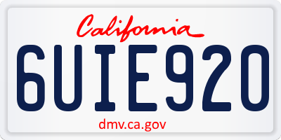 CA license plate 6UIE920