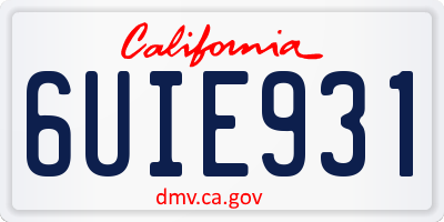 CA license plate 6UIE931