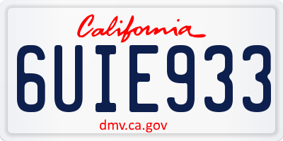 CA license plate 6UIE933