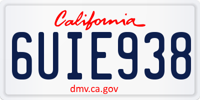 CA license plate 6UIE938