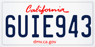 CA license plate 6UIE943