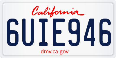 CA license plate 6UIE946