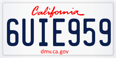CA license plate 6UIE959