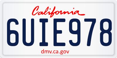 CA license plate 6UIE978