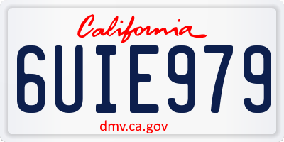 CA license plate 6UIE979