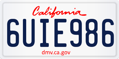 CA license plate 6UIE986