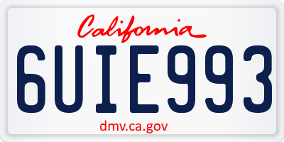 CA license plate 6UIE993