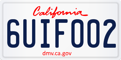 CA license plate 6UIF002