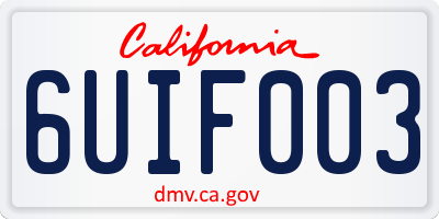 CA license plate 6UIF003