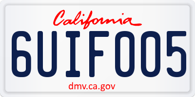 CA license plate 6UIF005