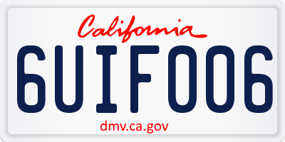 CA license plate 6UIF006