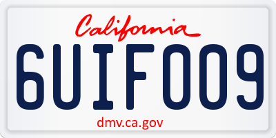 CA license plate 6UIF009