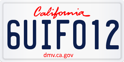 CA license plate 6UIF012