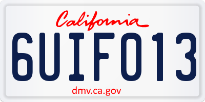 CA license plate 6UIF013