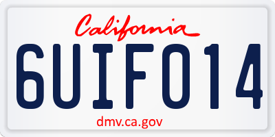 CA license plate 6UIF014