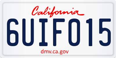 CA license plate 6UIF015