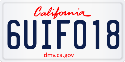 CA license plate 6UIF018