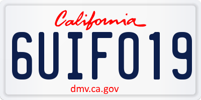 CA license plate 6UIF019
