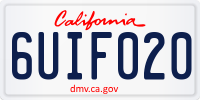CA license plate 6UIF020