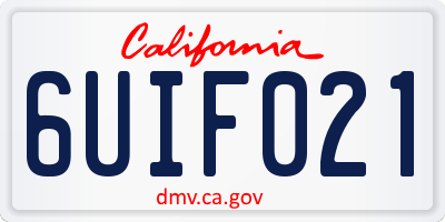 CA license plate 6UIF021