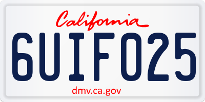 CA license plate 6UIF025
